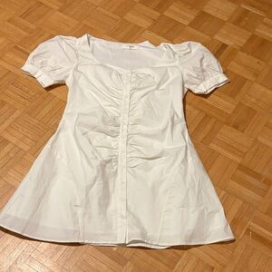 Commense White Puff Sleeve Button-Down Dress NWOT